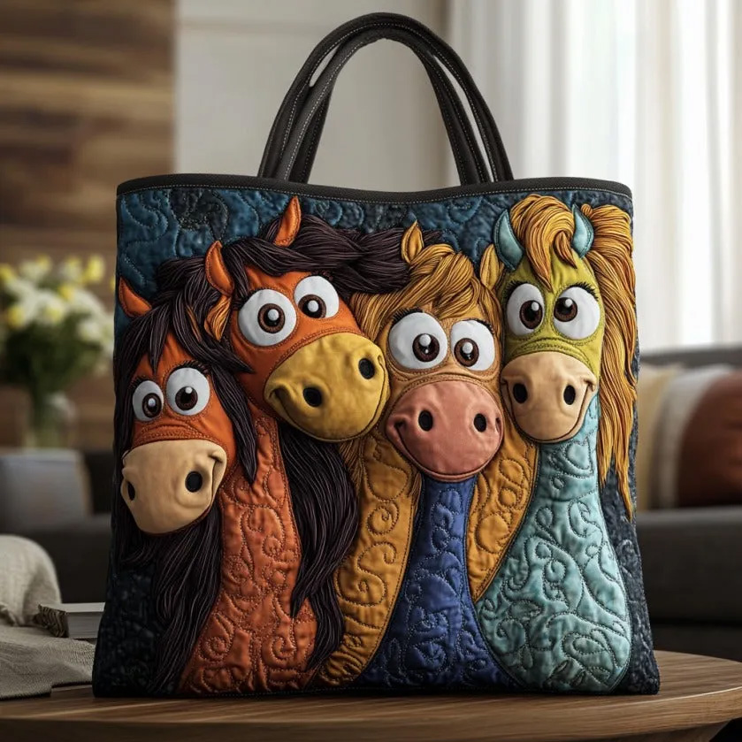 Funny Pony Quilted Tote Bag