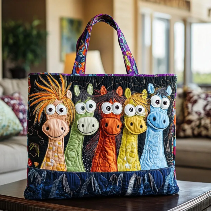 Colorful Horse  Quilted Tote Bag