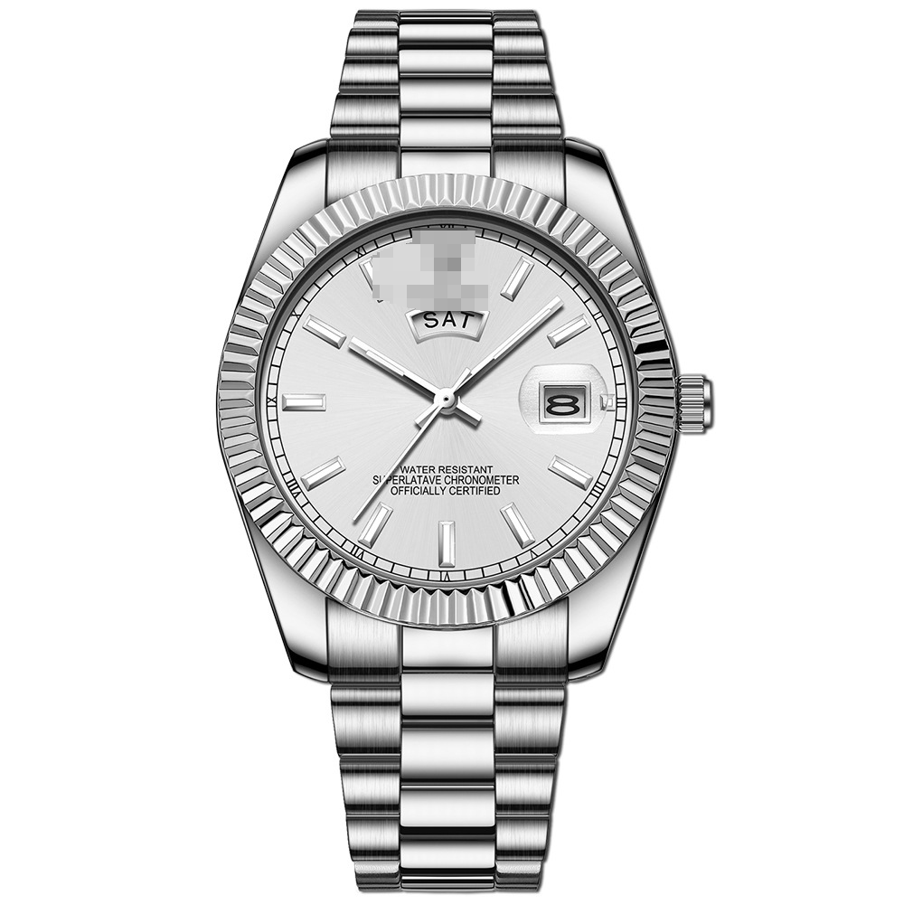 Men's Classic Dual Calendar Waterproof Steel Strap Watch