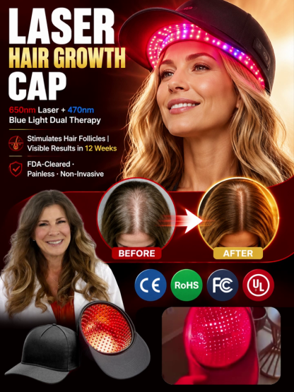  Hair Regrowth Cap for Moderate to Severe Hair Loss, Professional Salon Technology