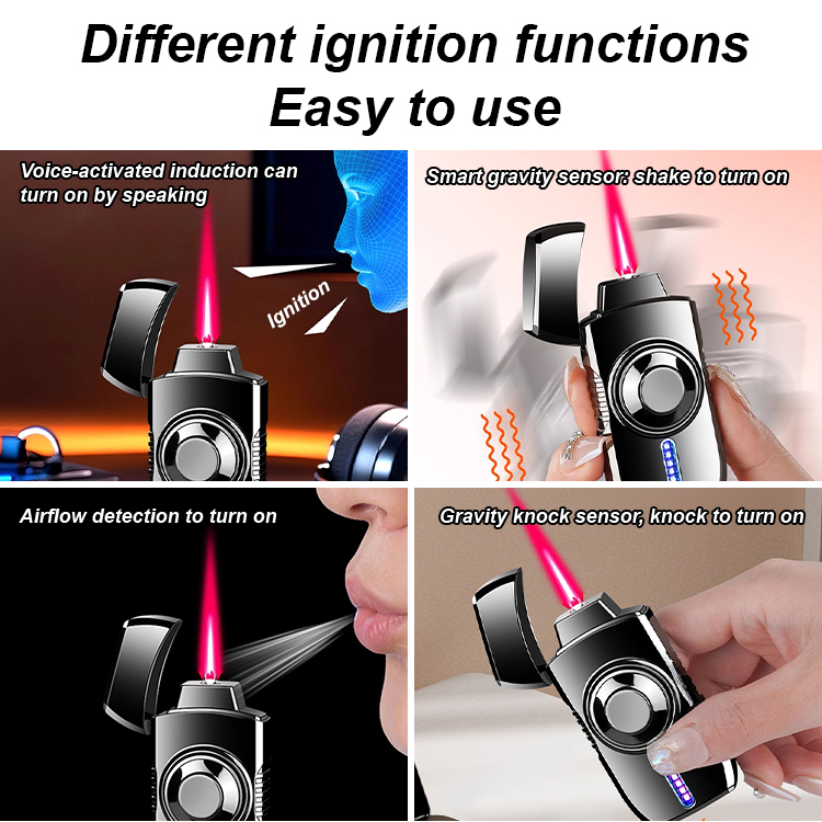 【Multiple cool lights】Metal smart voice-controlled ignition lighter