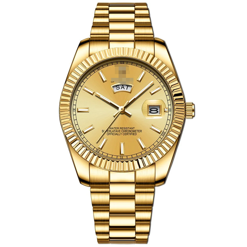 Men's Classic Dual Calendar Waterproof Steel Strap Watch