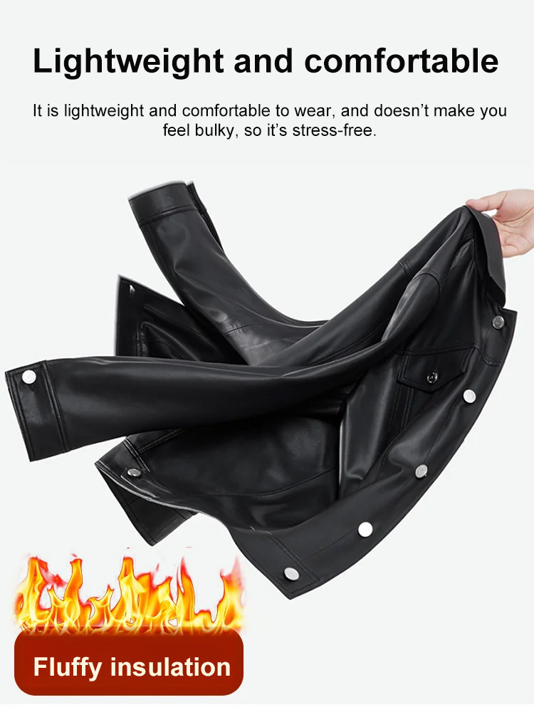 Men's Down Leather Jacket: Built to withstand temperatures as low as -20°F.