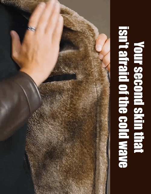 Men's Leather Jacket with Fleece and Thickening