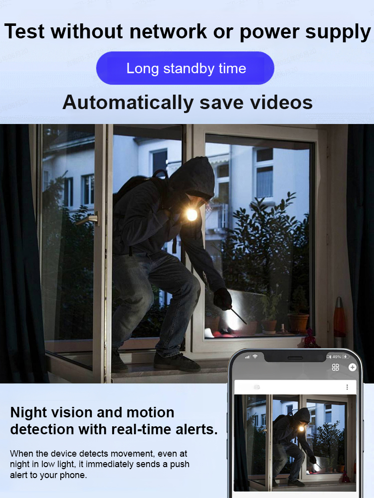 【Upgrade version: Ultra-invisible】Wireless camera. You can view and record remotely at any time. With the clear infrared night vision function, you can see clearly even in the darkest nights.