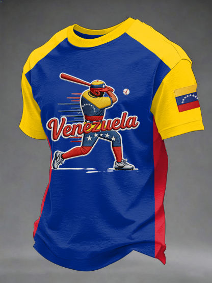 Men's Venezuela Baseball Print Casual Tee