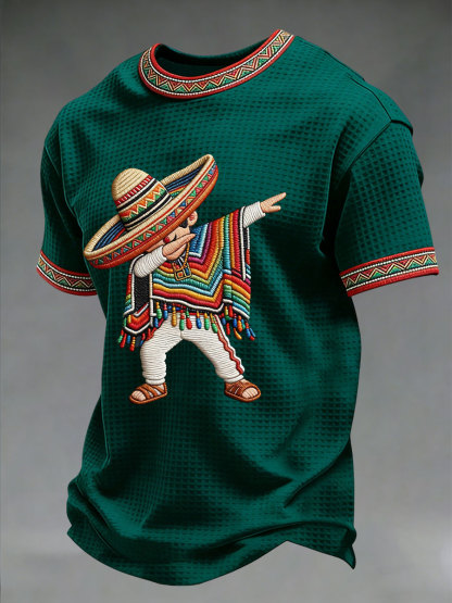 Men's Cinco de Mayo Waffle Print Casual T-Shirt