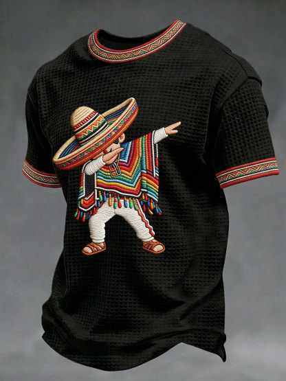 Men's Cinco de Mayo Waffle Print Casual T-Shirt