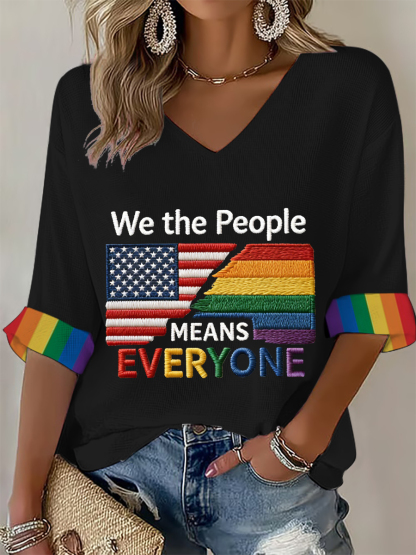 Women's 'We The People Means Everyone' Printed Waffle T-shirt