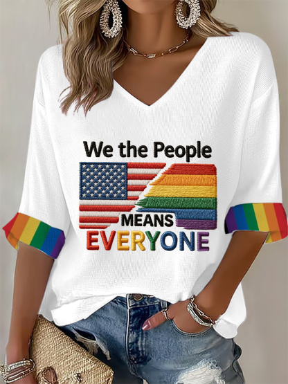 Women's 'We The People Means Everyone' Printed Waffle T-shirt