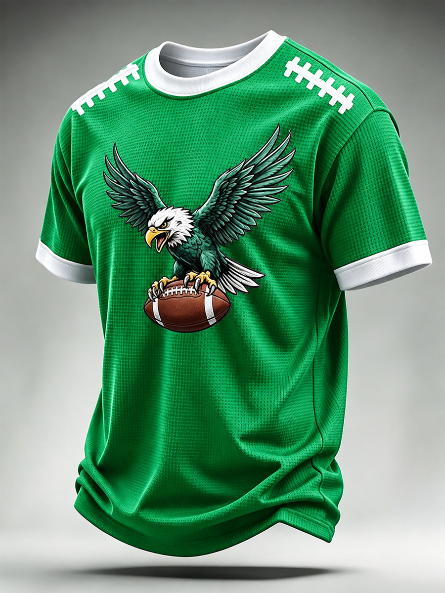 Men's Football Gameday Gift For Football Fans Casual Waffle Short Sleeve Tee