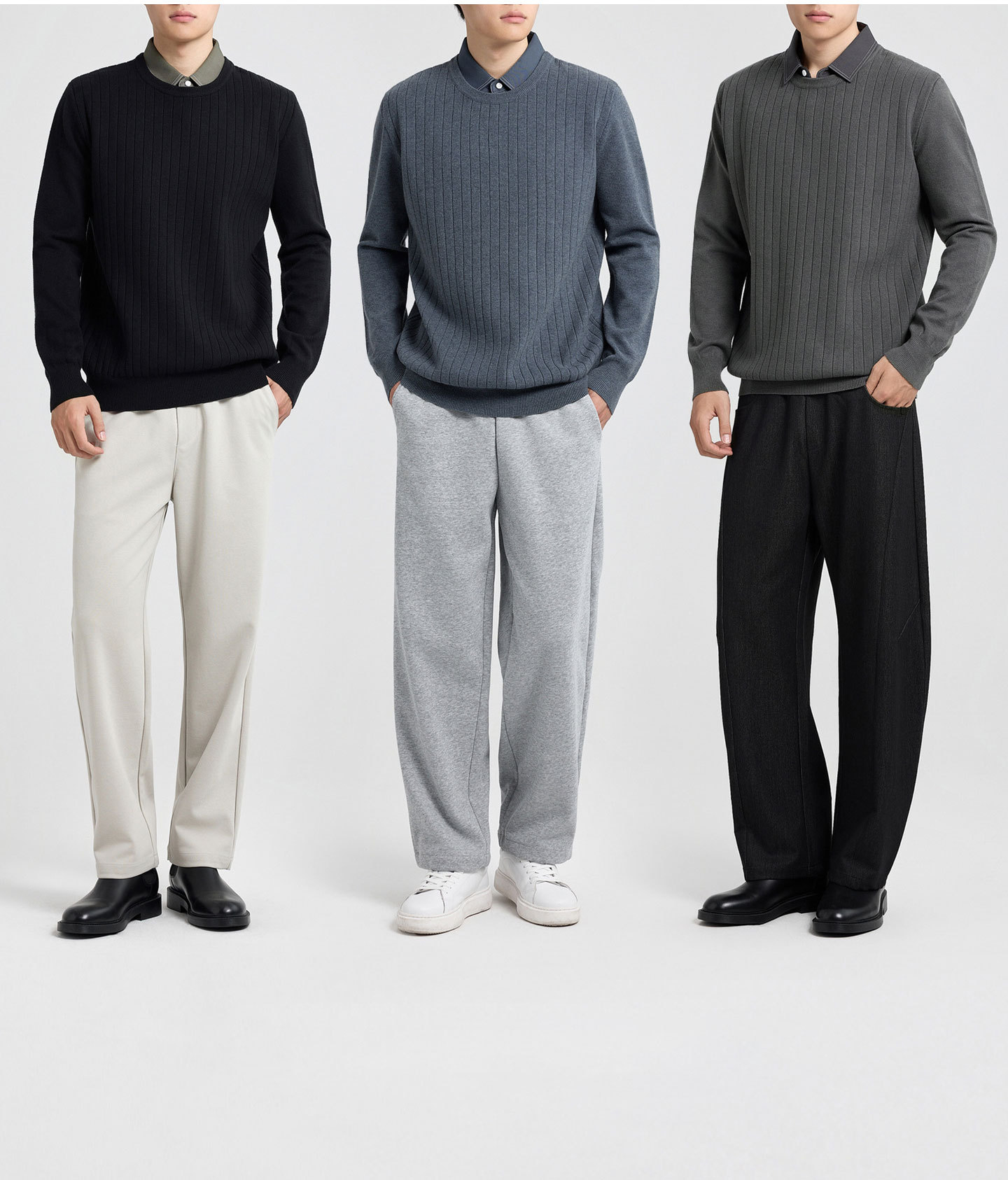 Ribbed texture men's sweater