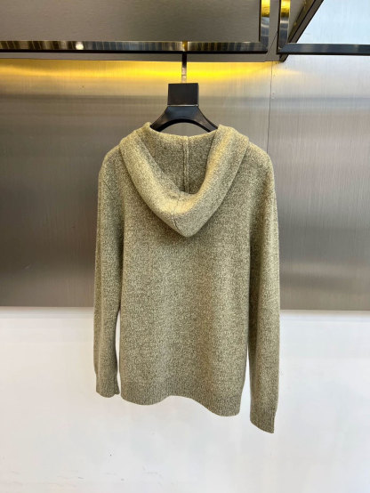 Men's cashmere knitted sweater with zipper and hood