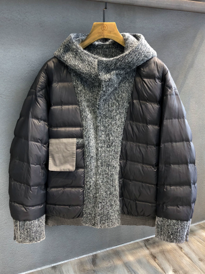 Down-filled hooded jacket