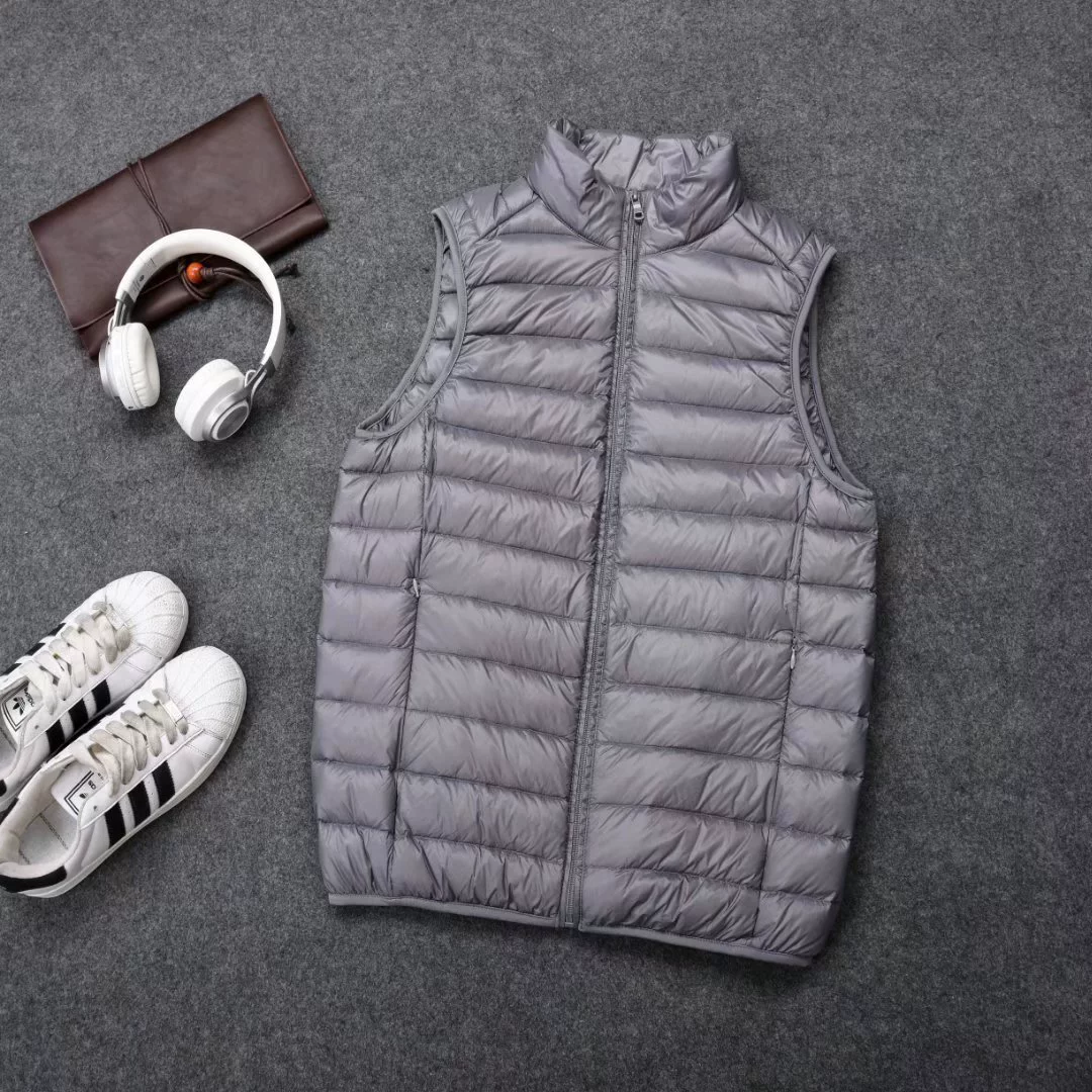 New autumn/winter lightweight down vest with stand-up collar for men