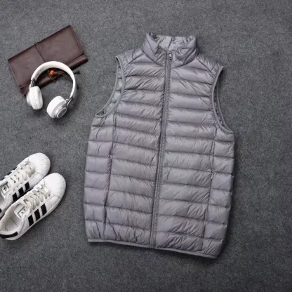 New autumn/winter lightweight down vest with stand-up collar for men