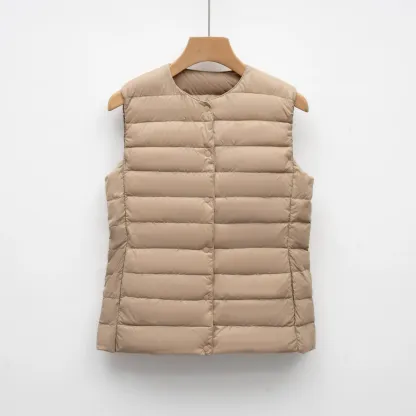 Lightweight down jacket for women, short, round neck