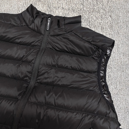 Solid color casual warm zipper stand collar goose down vest