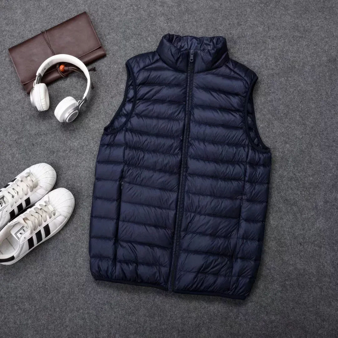 New autumn/winter lightweight down vest with stand-up collar for men