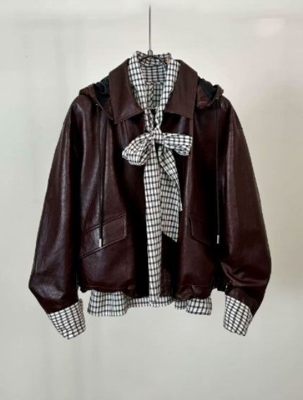 Sheepskin jacket, new autumn/winter style, sporty hooded leather jacket.