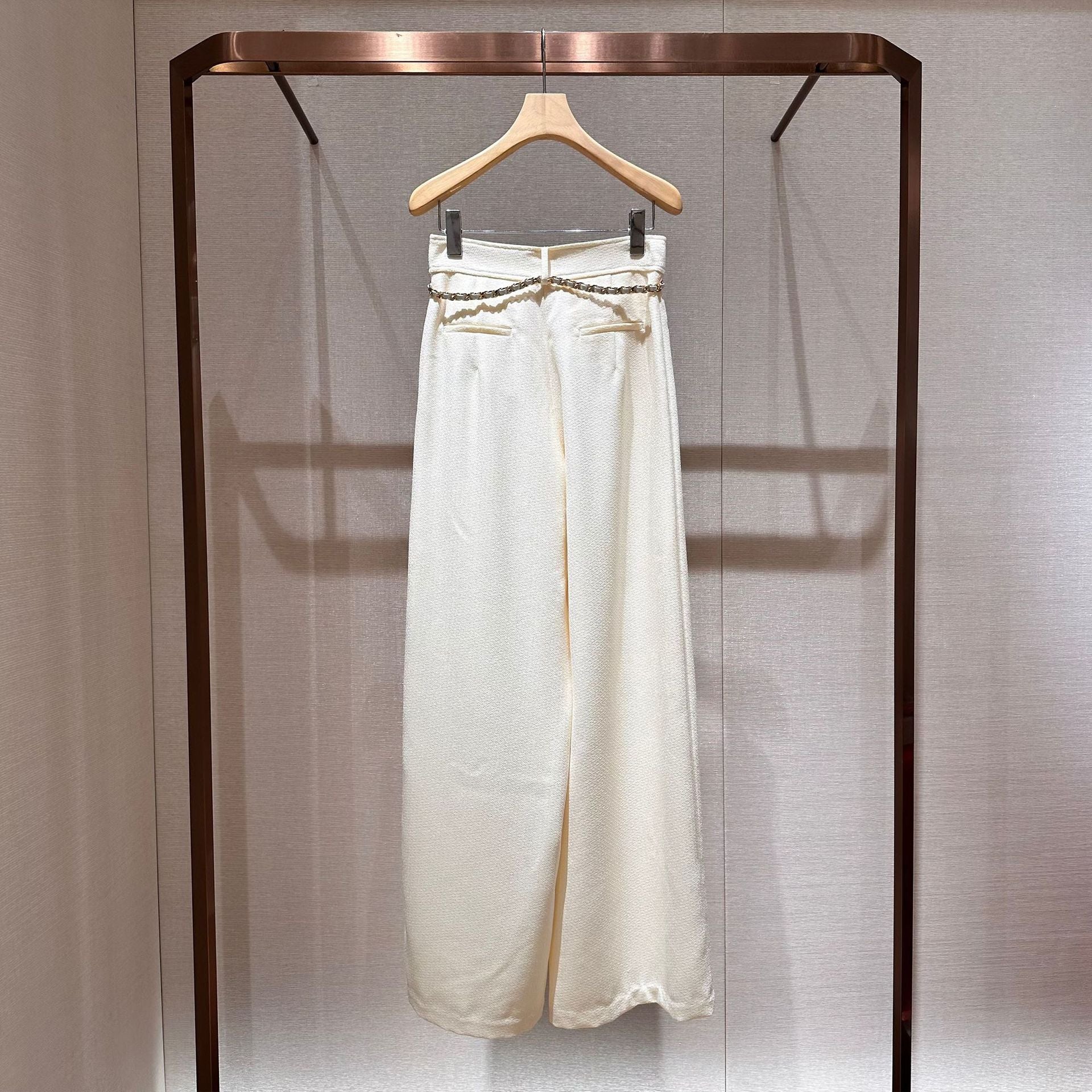 High-waisted, loose-fitting, straight-leg wide-leg trousers