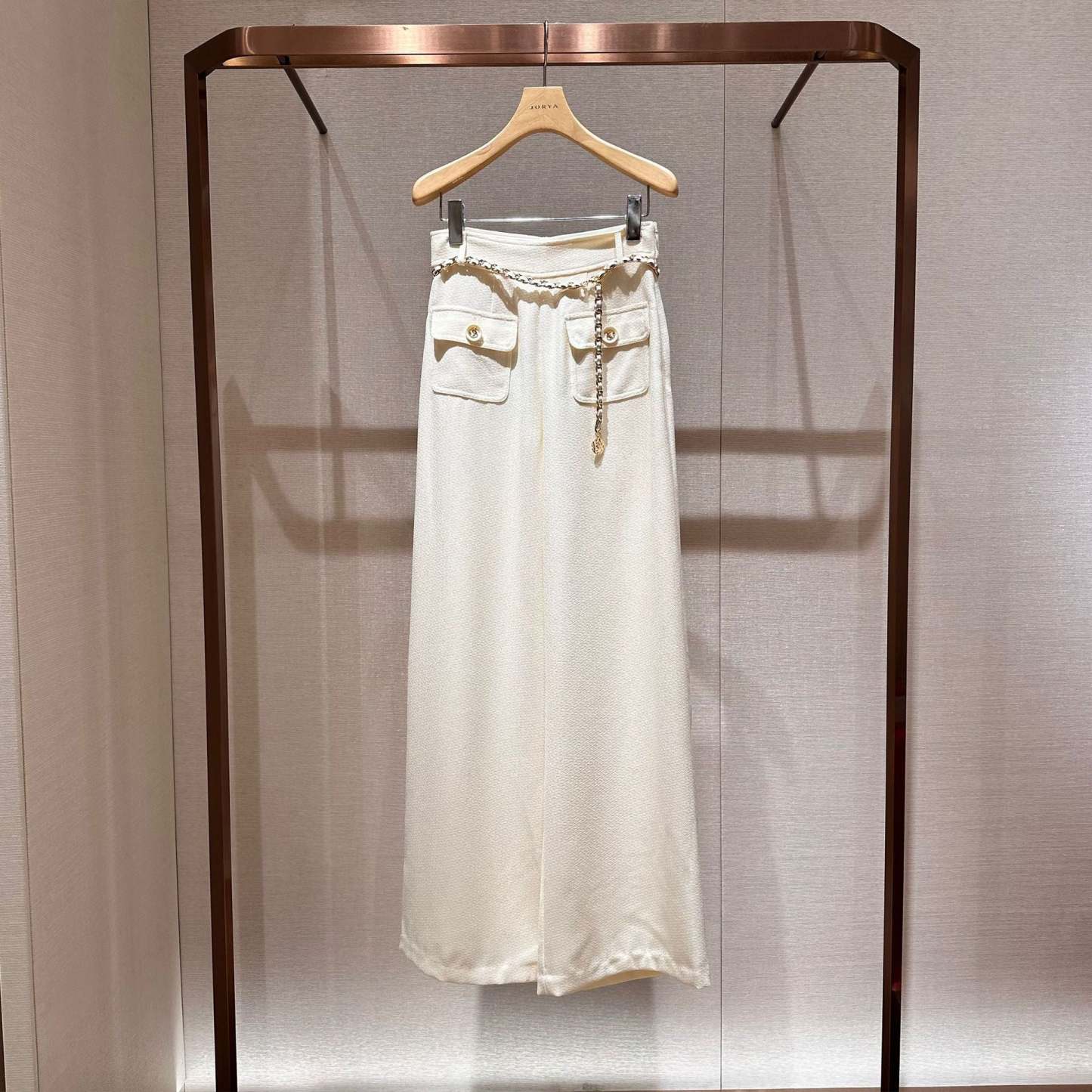 High-waisted, loose-fitting, straight-leg wide-leg trousers