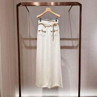 High-waisted, loose-fitting, straight-leg wide-leg trousers