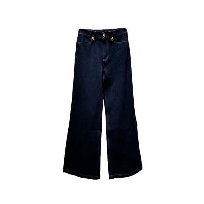 Women's high-waisted denim straight-leg wide-leg jeans