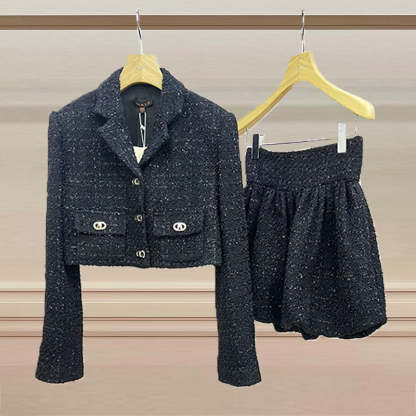 French-style high-waisted skirt two-piece set