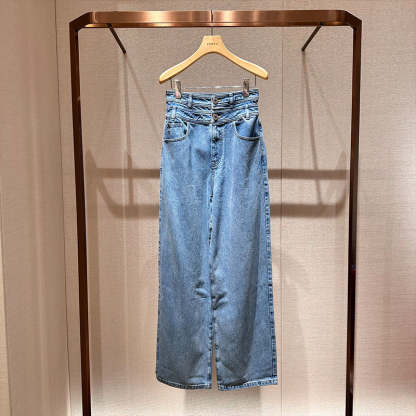 High-waisted wide-leg straight-cut loose-fitting jeans