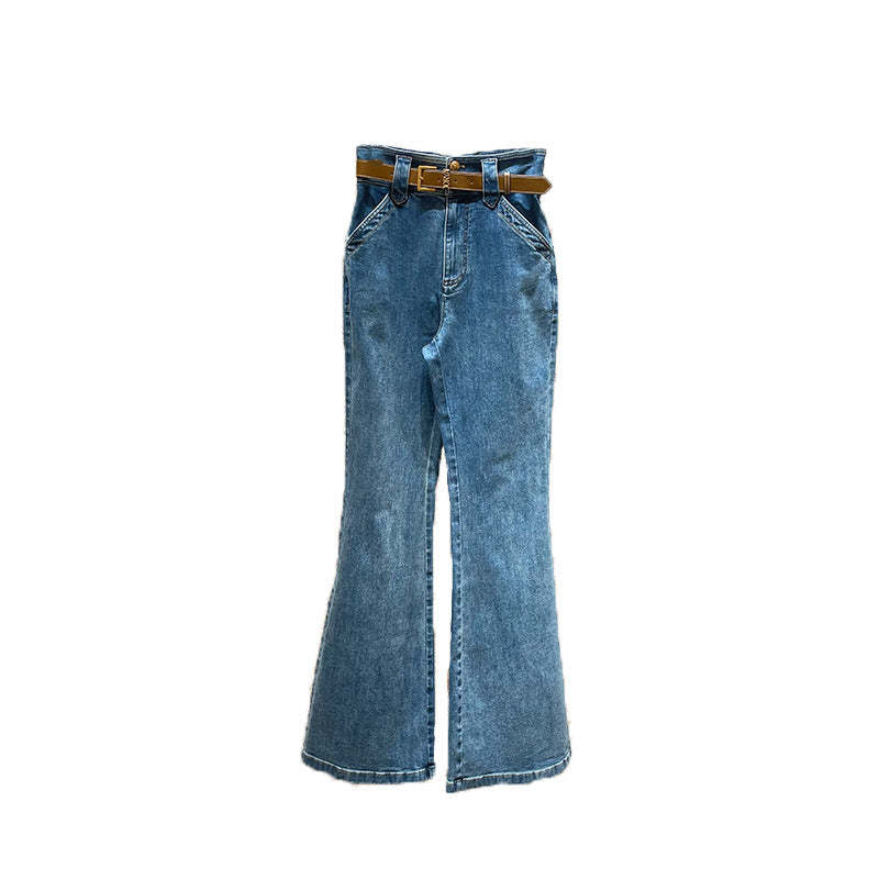 High-waisted, slim-fit flared jeans