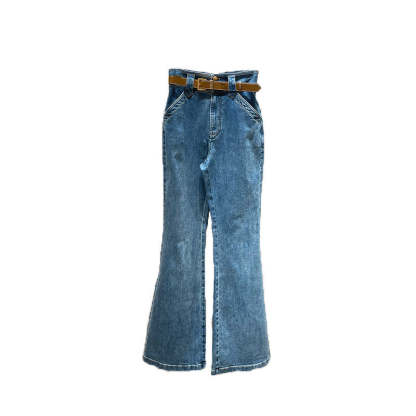 High-waisted, slim-fit flared jeans