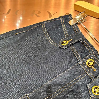 Women's high-waisted denim straight-leg wide-leg jeans