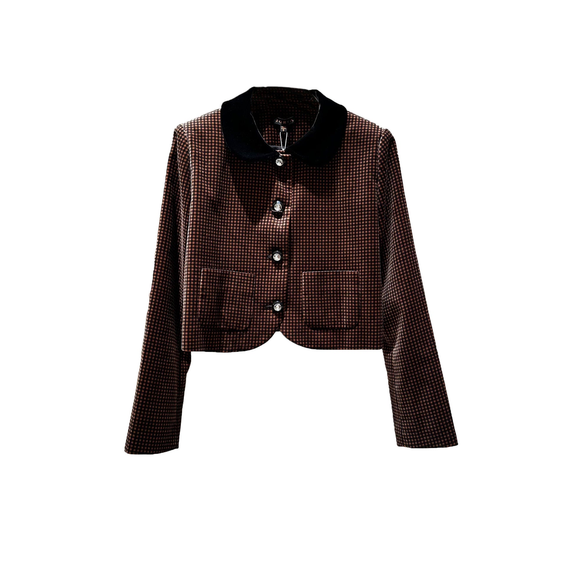 Long-sleeved, collared, single-breasted, short-length jacket/coat