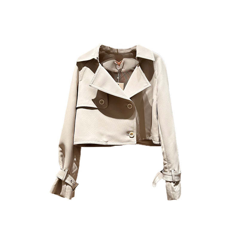 Loose-fitting, workwear-style short trench coat