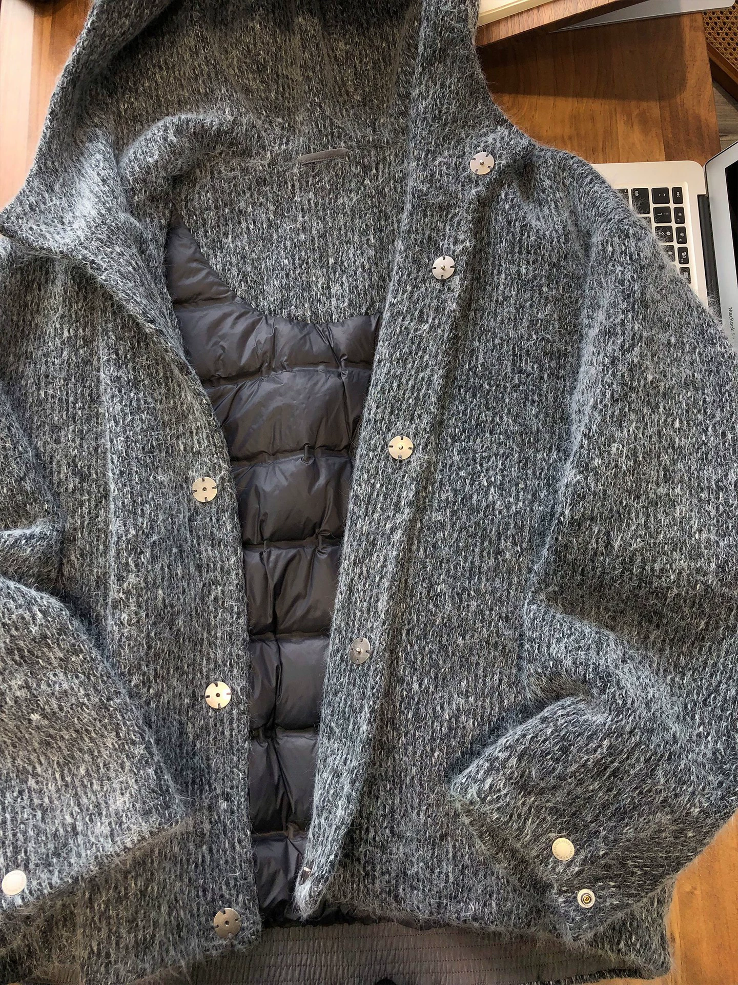 Down-filled hooded jacket