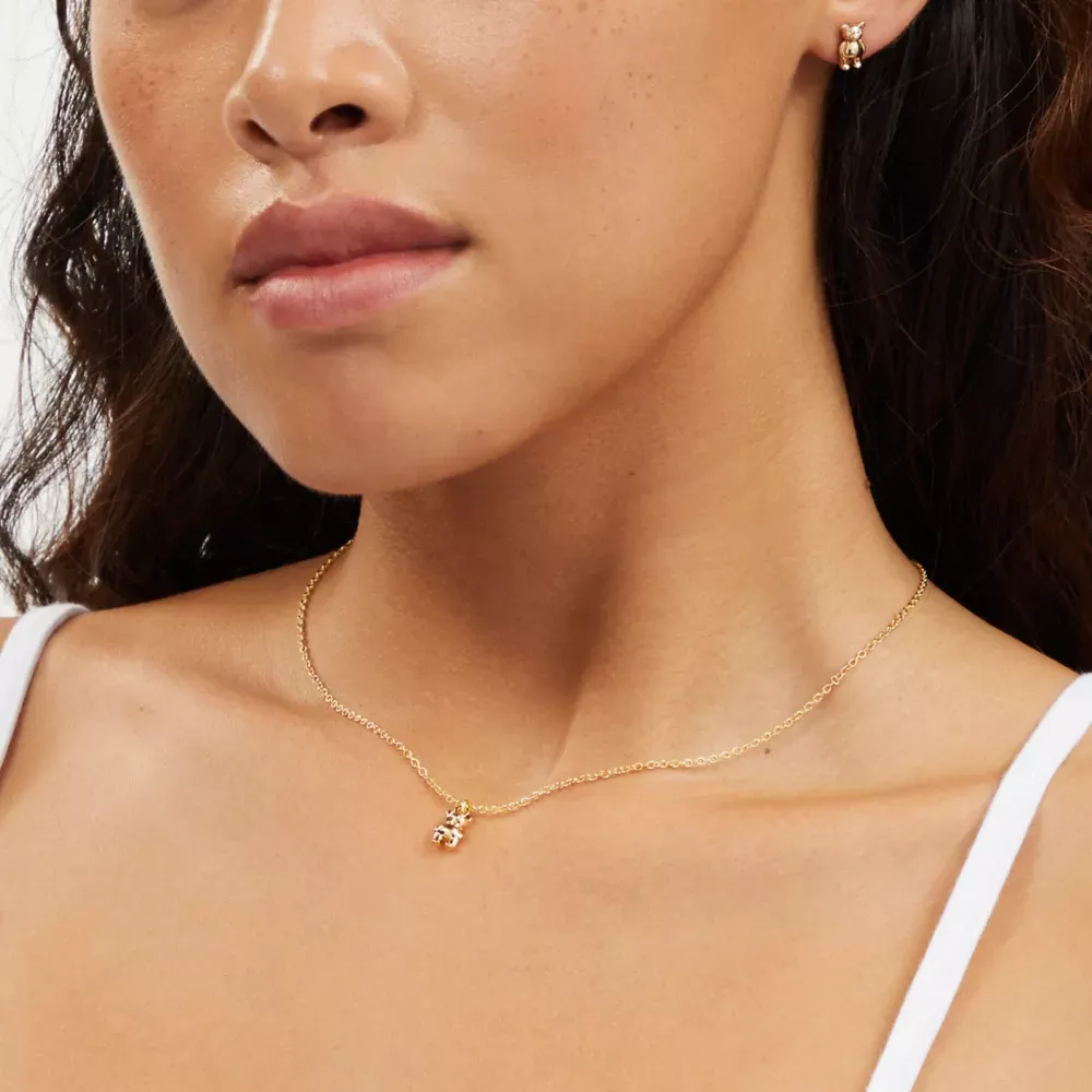 Teddy Bear Earrings And Necklace Set