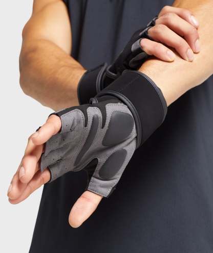 Gymthtshark Wrap Lifting Gloves - Black