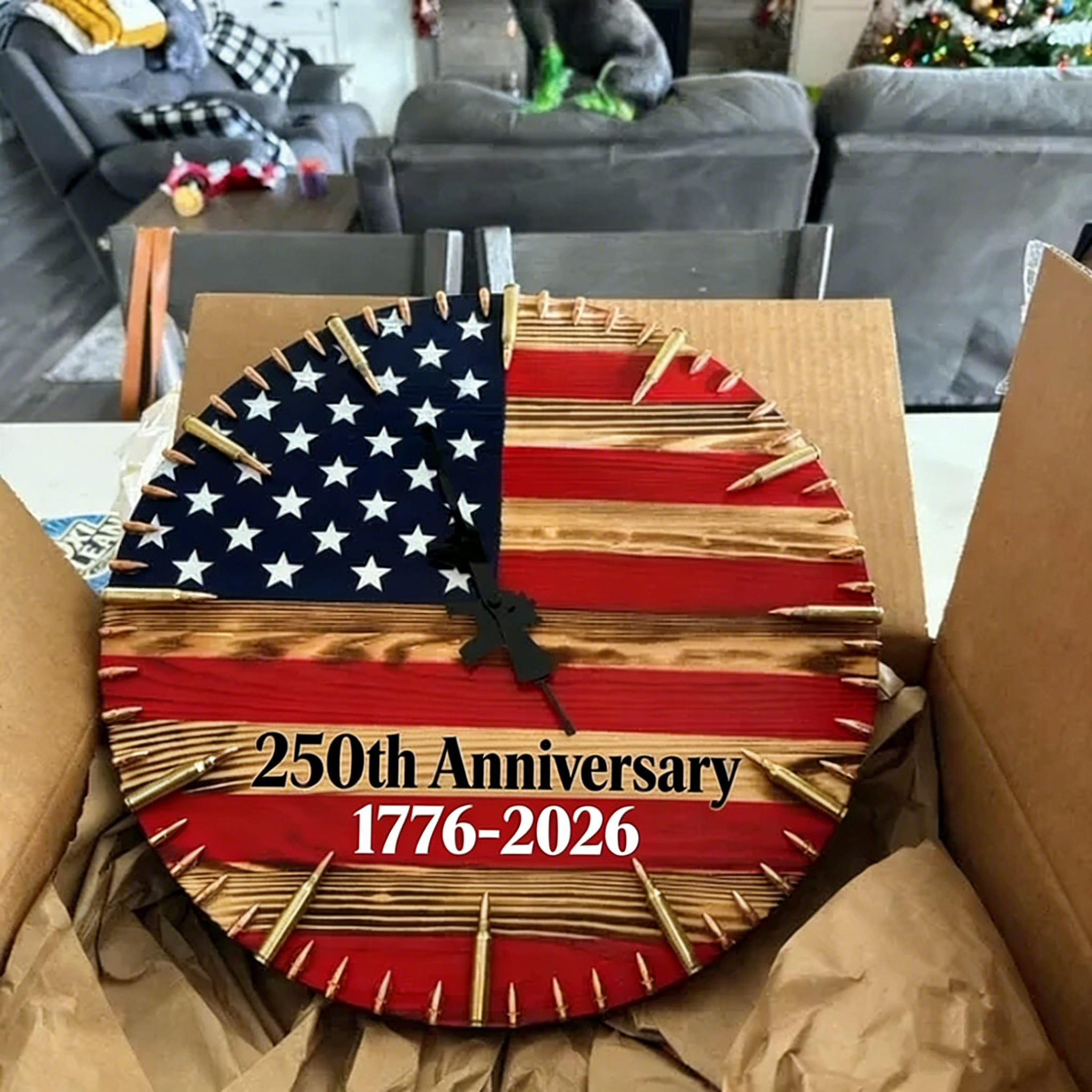 🔥Handmade 250th Anniversay Flag Patriotic Clock - 100% Made in USA