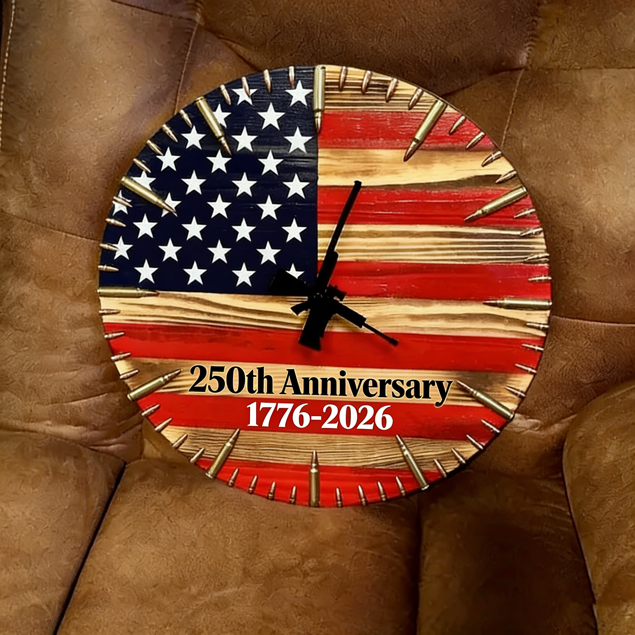 🔥Handmade 250th Anniversay Flag Patriotic Clock - 100% Made in USA