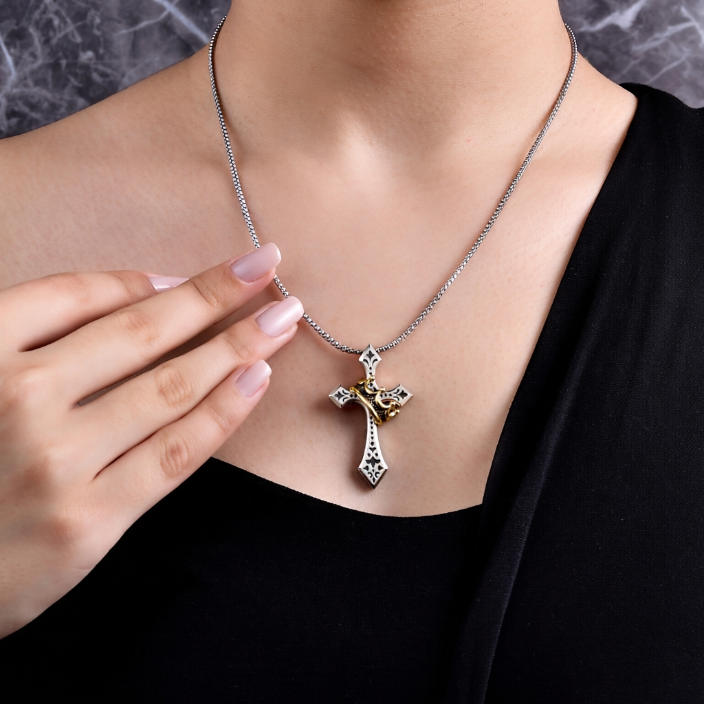 Handmade Cross & Crown Pendant