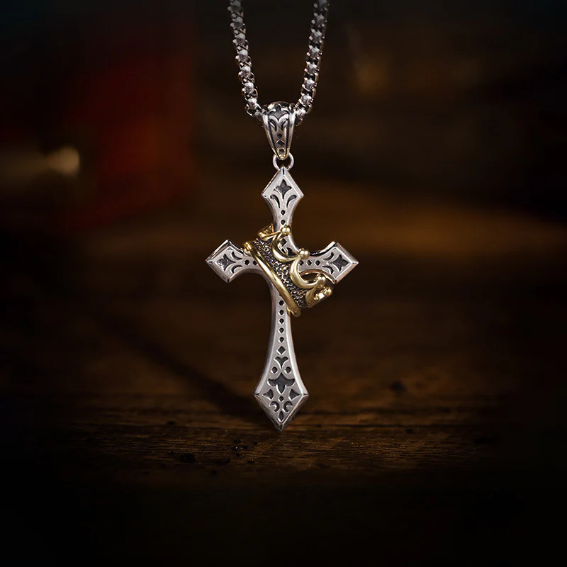 Handmade Cross & Crown Pendant