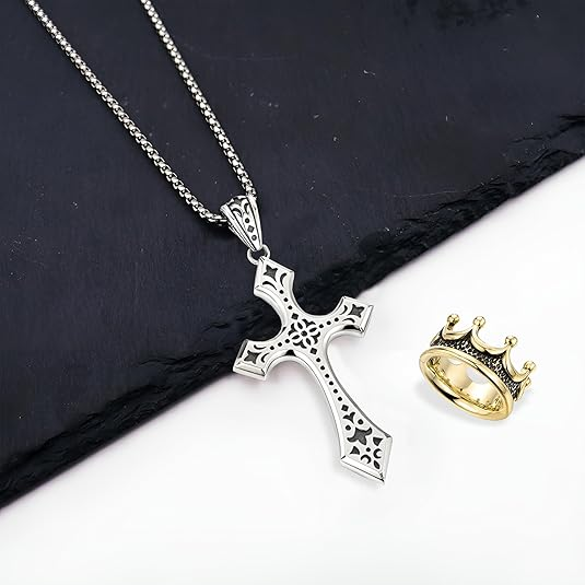 Handmade Cross & Crown Pendant
