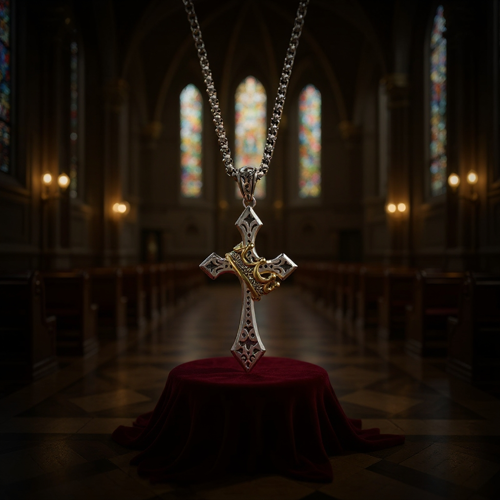 Handmade Cross & Crown Pendant