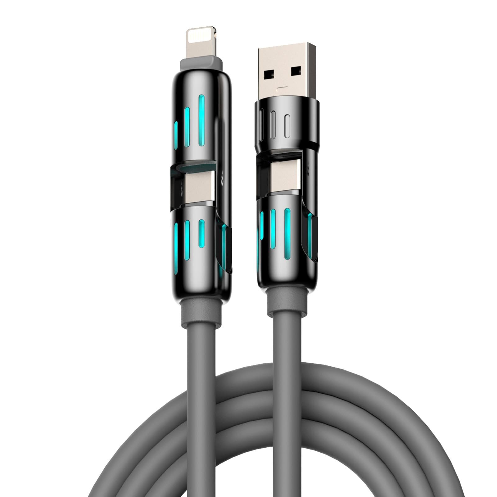 ⏰4-in-1 USB charging cable, fast charging, MAX. 60 W