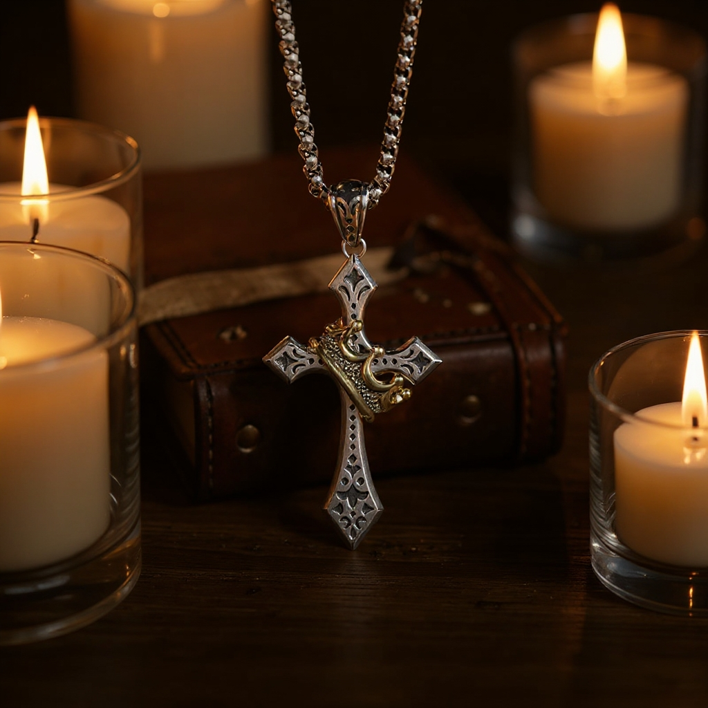 Handmade Cross & Crown Pendant