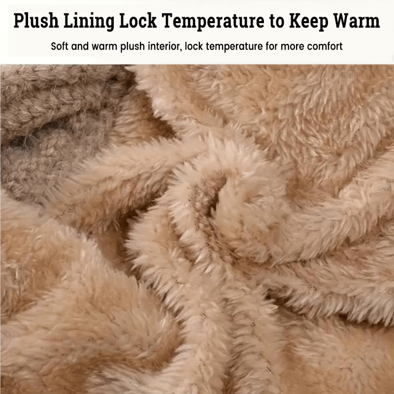 Knitted Thickened With Fleece One-piece Scarf Mask Warm Hat