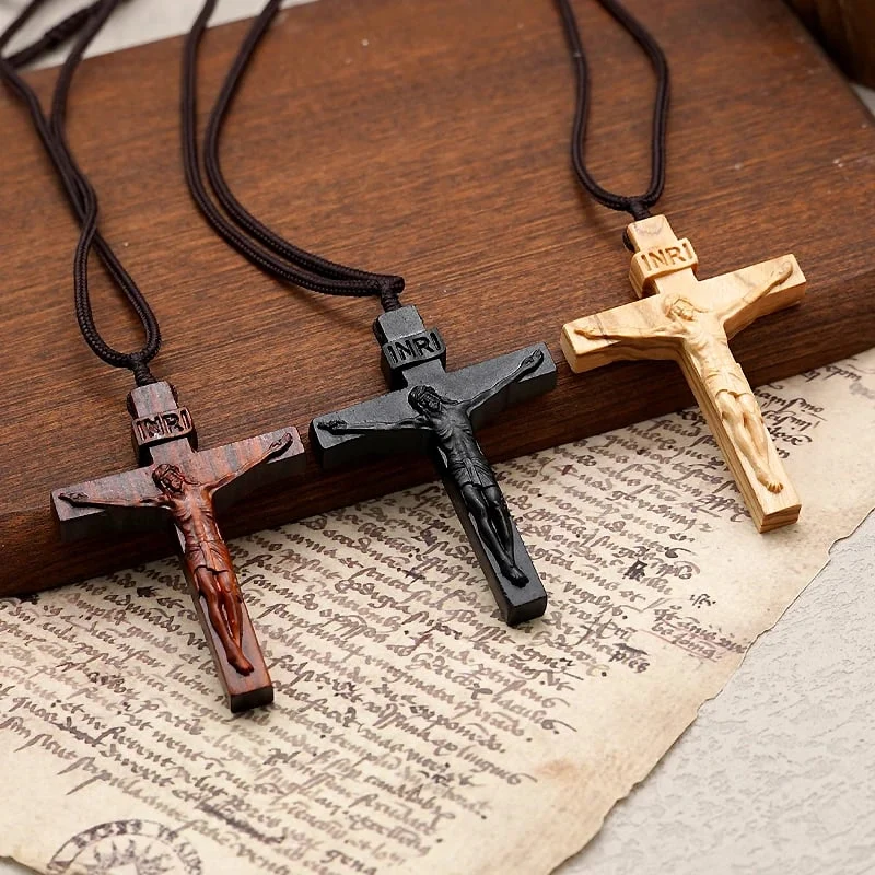 ✝️100% Handmade Jesus Cross Wooden Necklace