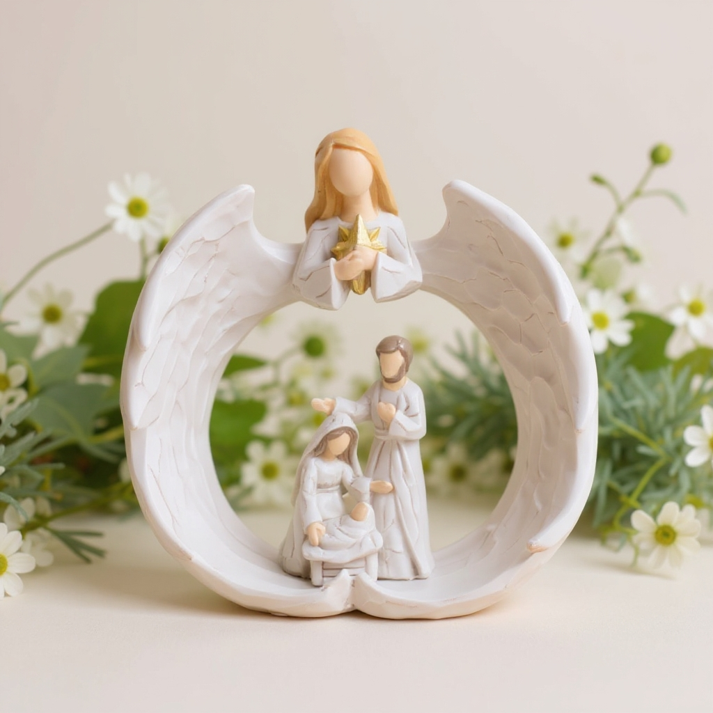 Angel Holy Family Figurine