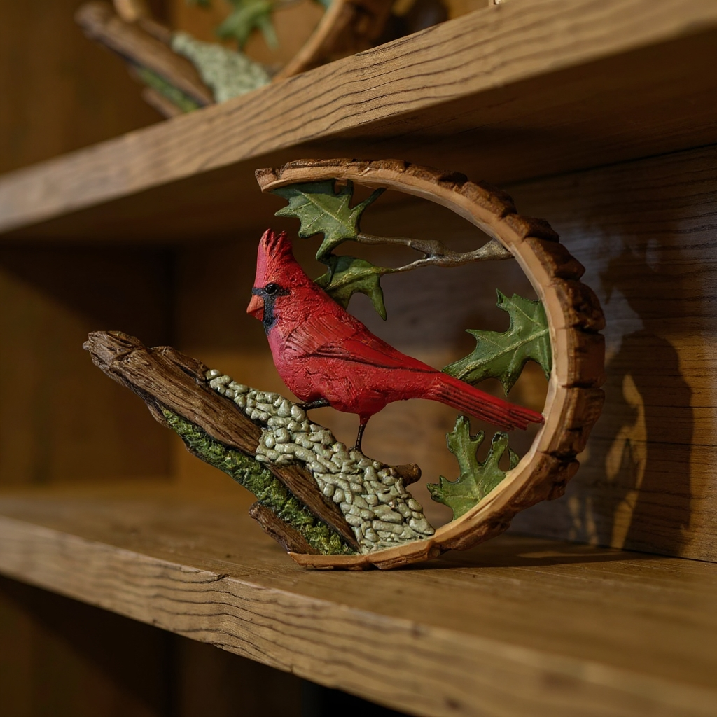 Handmade Cardinal Bird Carving Statue